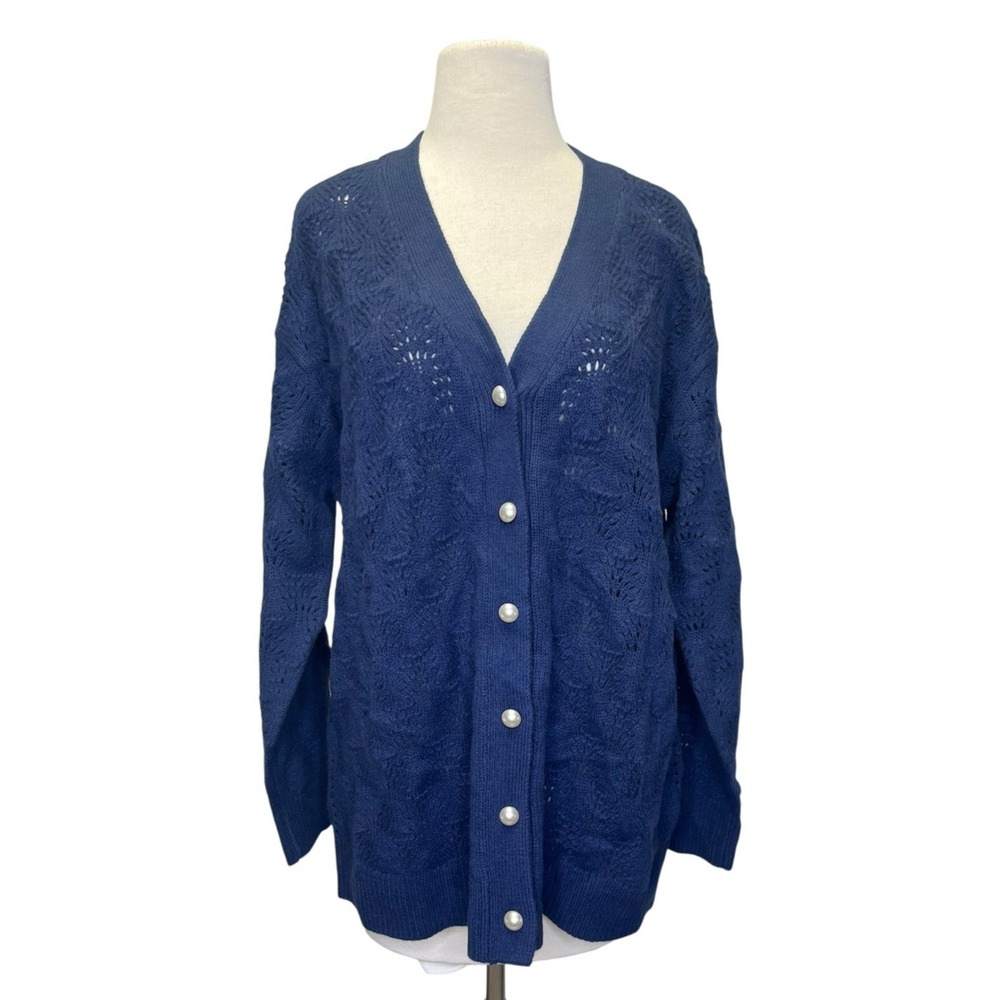 Hill House The Simple Cardigan Navy Size Medium NWT‎ Pearl Buttons Merino Wool